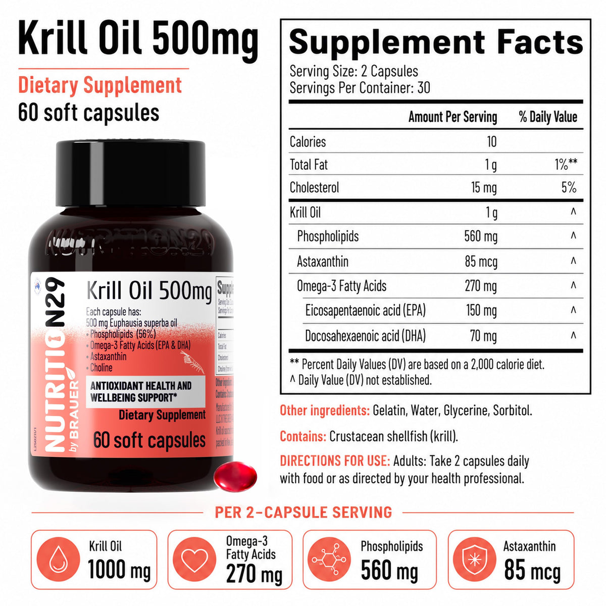 NUTRITION29 Huile de Krill Antarctique 500mg gélules vue arrière