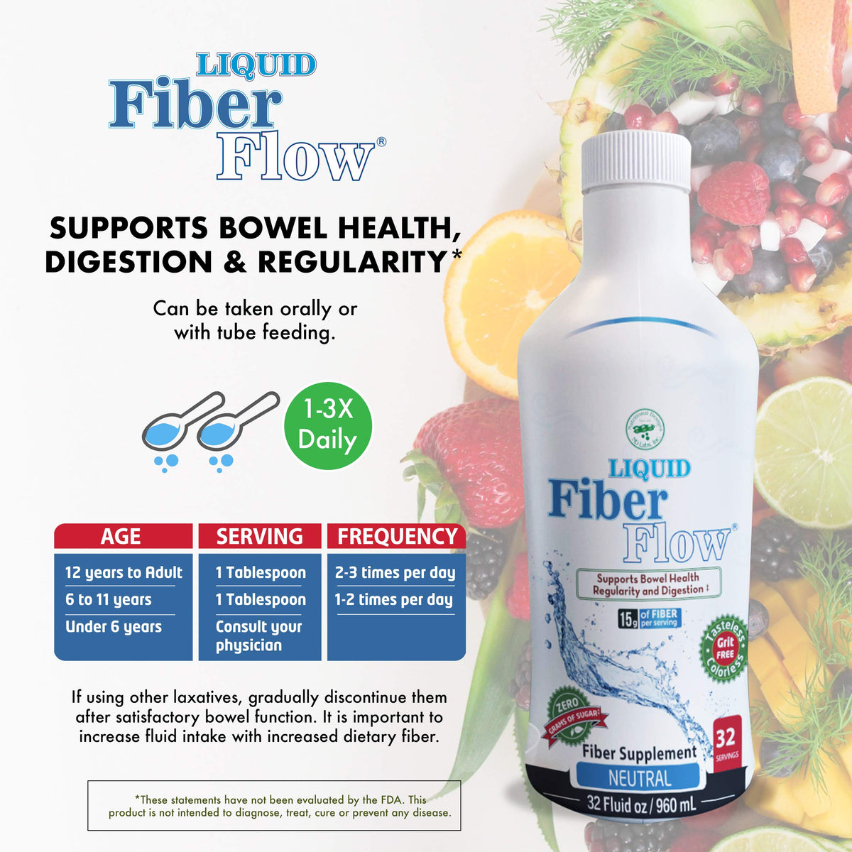 Nutritional Designs Complément Alimentaire Liquide de Fibres sur une table