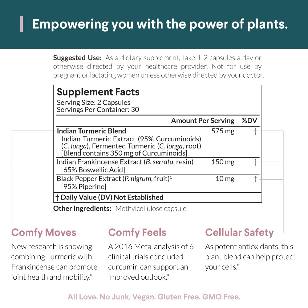 Nutritional Roots Complément Alimentaire Curcuma Boswellia - ingrédients sur l'emballage