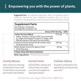 Nutritional Roots Complément Alimentaire Curcuma Boswellia - ingrédients sur l'emballage