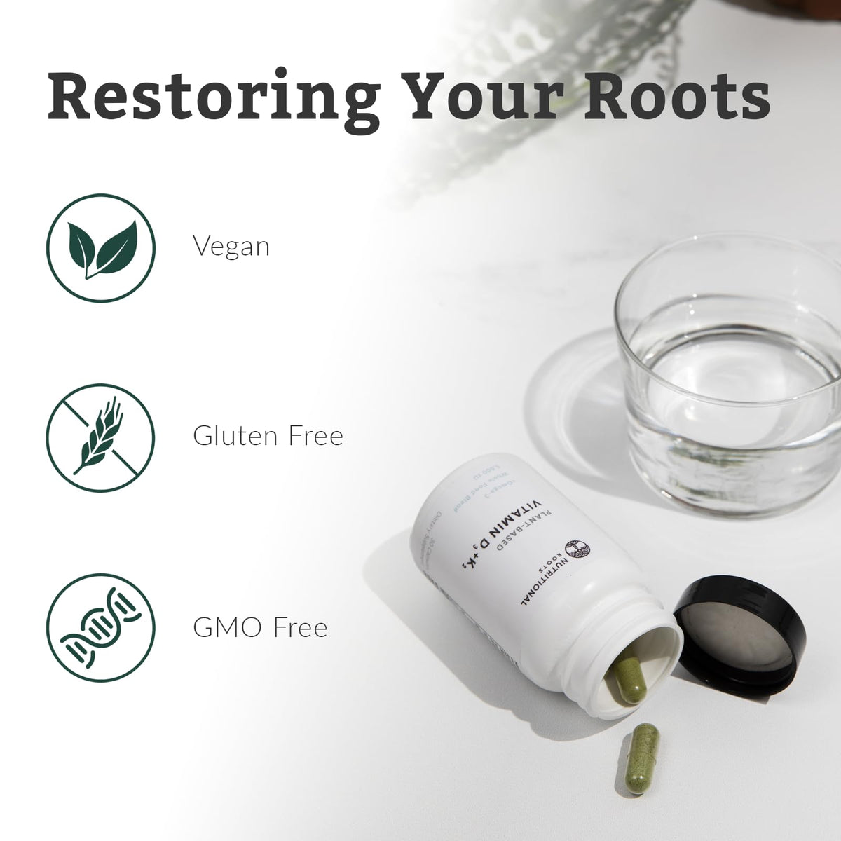 Nutritional Roots D3 K2 MK7 5000 UI 60 capsules arrière