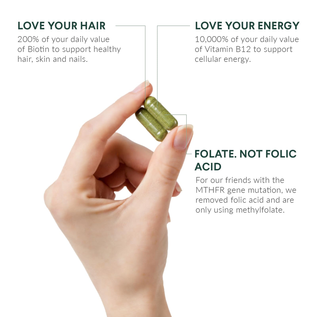 Nutritional Roots Multivitamine Végétale avec étiquette visible