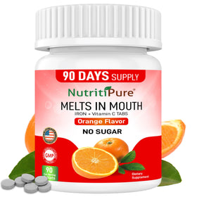 NutritiPure comprimés de fer 18 mg avec goût orange, vue de l'emballage avant
