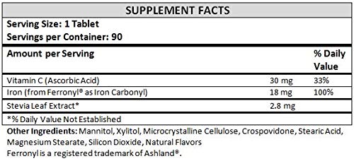 NutritiPure comprimés de fer 18 mg, présentation des comprimés orange