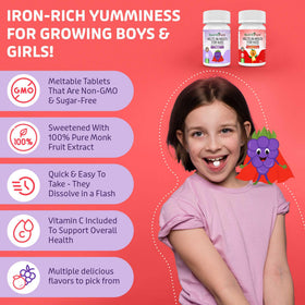 NutritiPure Fer 9mg arôme raisin comprimés arrière