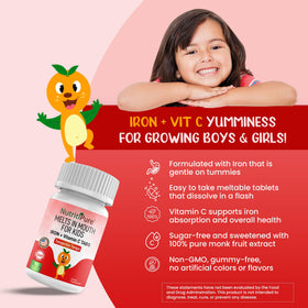 NutritiPure Fer 9mg comprimés orange sur une table