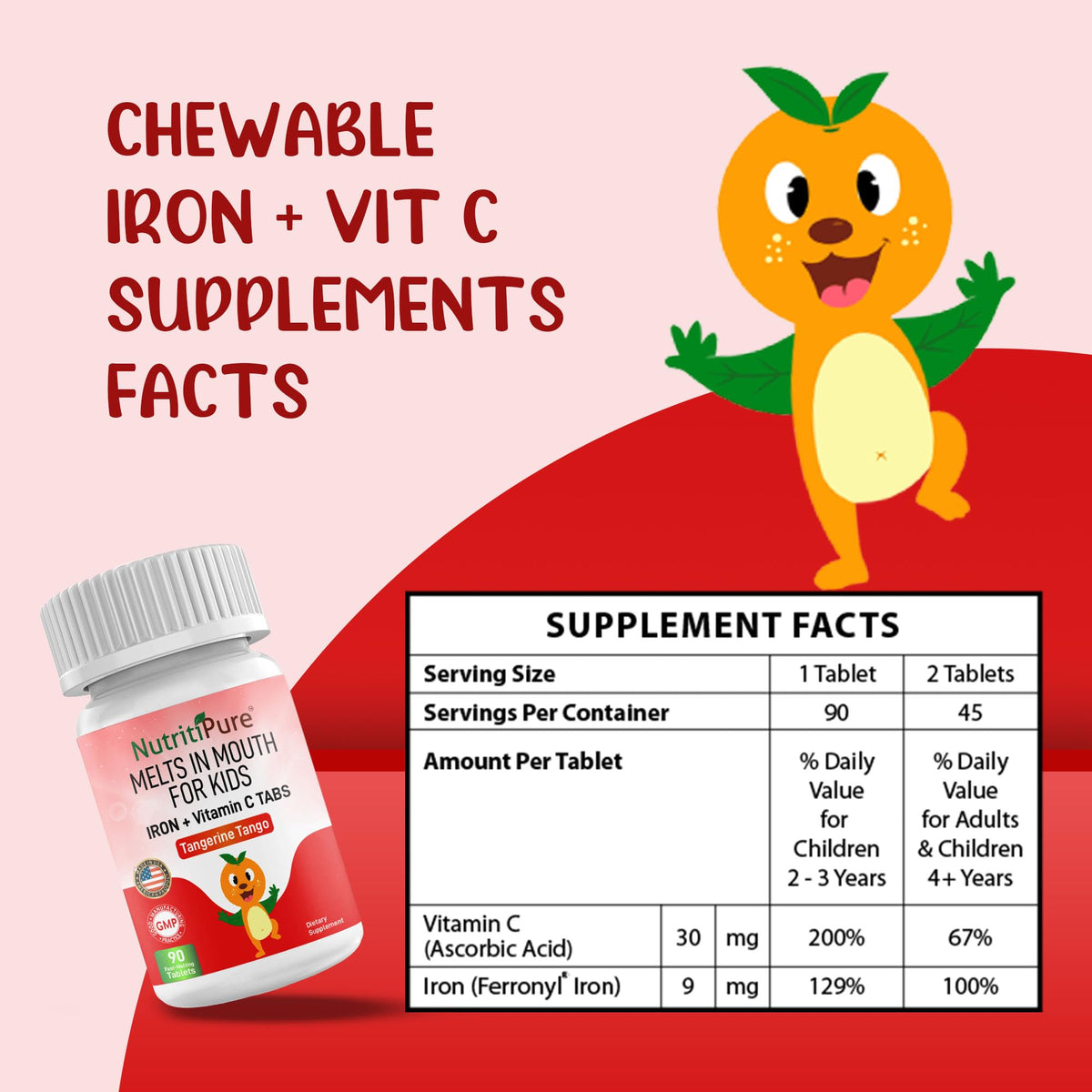 NutritiPure Fer 9mg comprimés sur une table