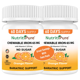 NutritiPure Fer Chéwable 65 mg avec Vitamine C, présentation du produit