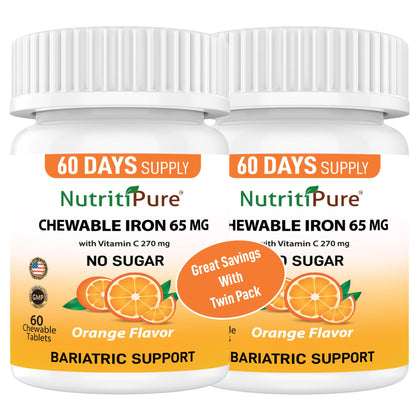 NutritiPure Fer Chéwable 65 mg avec Vitamine C, présentation du produit