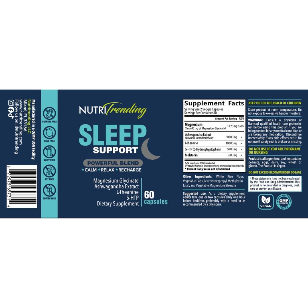 NUTRITRENDING Complément Alimentaire Sommeil 60 Capsules dans un environnement de nuit