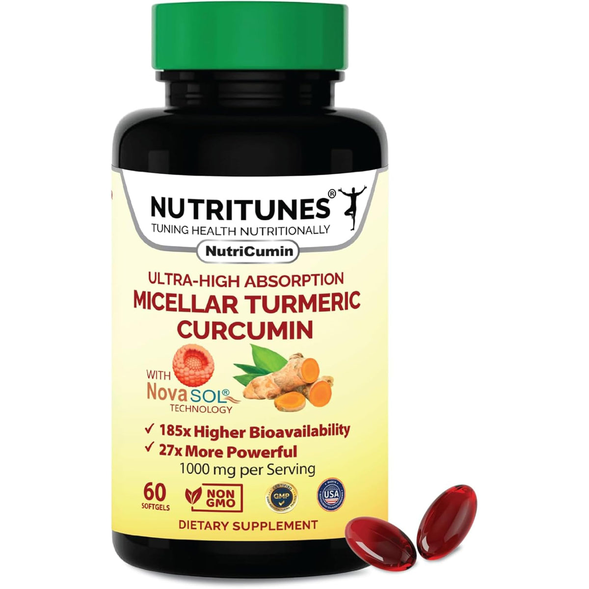 Nutritunes NutriCumin NovaSOL Curcuma 60 gélules molles vue de face