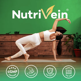 Nutrivein Ashwagandha Racine 1600 mg capsules avec une tasse d'eau