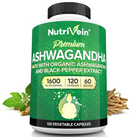 Nutrivein Ashwagandha Racine 1600 mg capsules végétales en bouteille