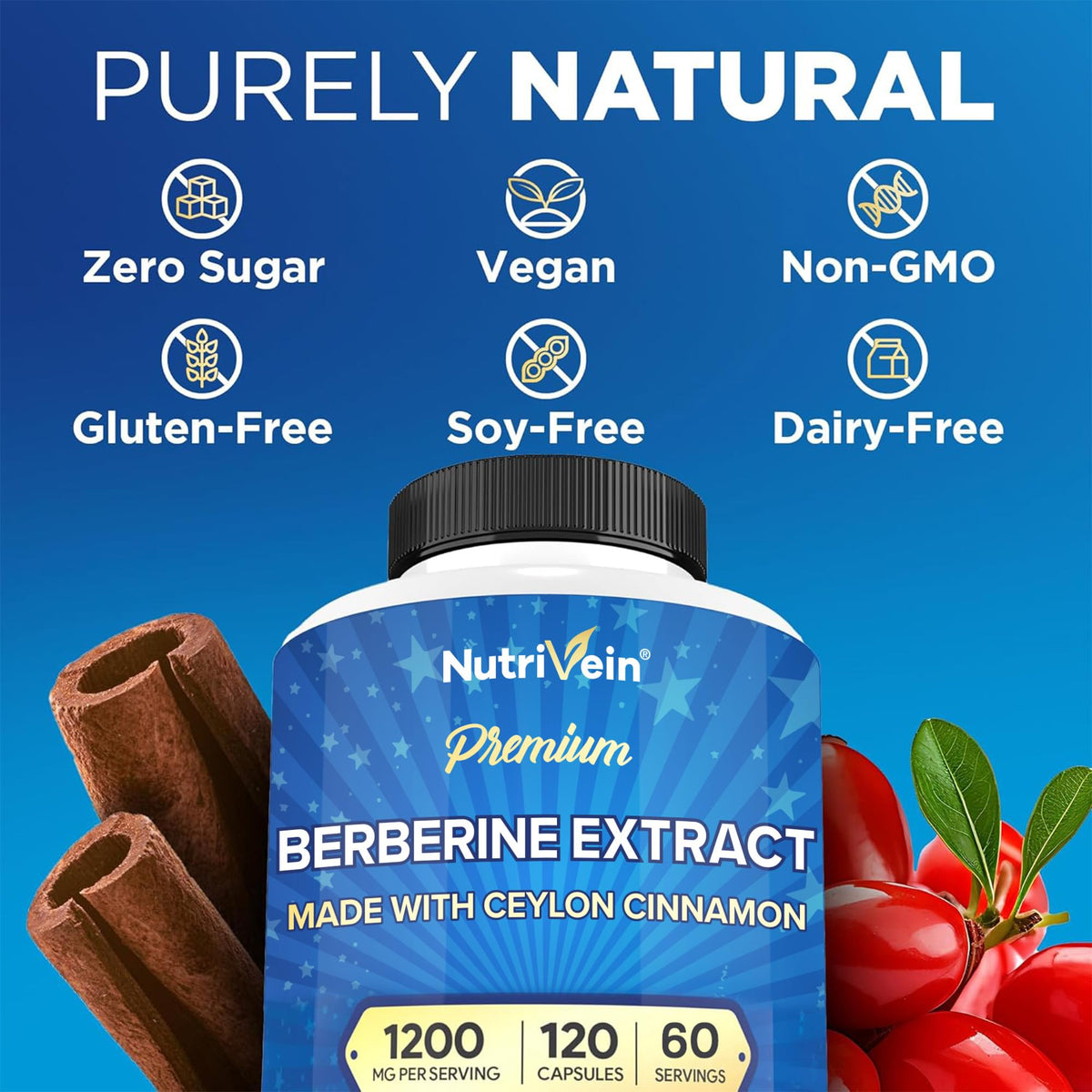 Nutrivein Berbérine 1200 mg 120 capsules côté