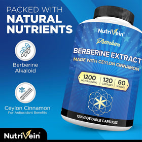 Nutrivein Berbérine 1200 mg 120 capsules sur fond blanc