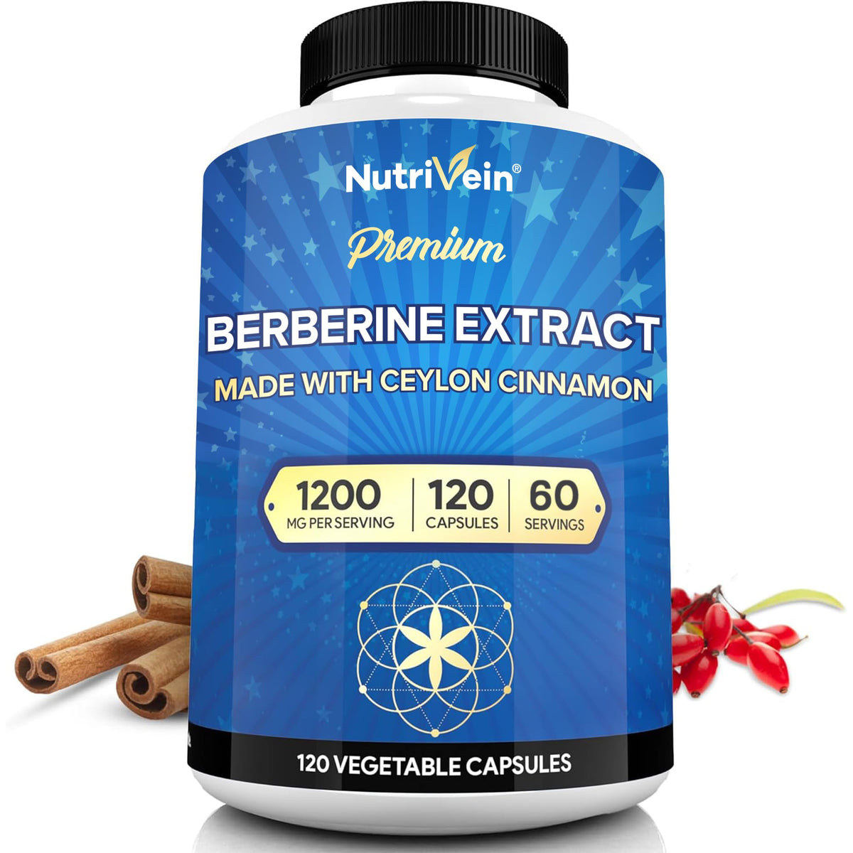 Nutrivein Berbérine 1200 mg 120 capsules vue de face