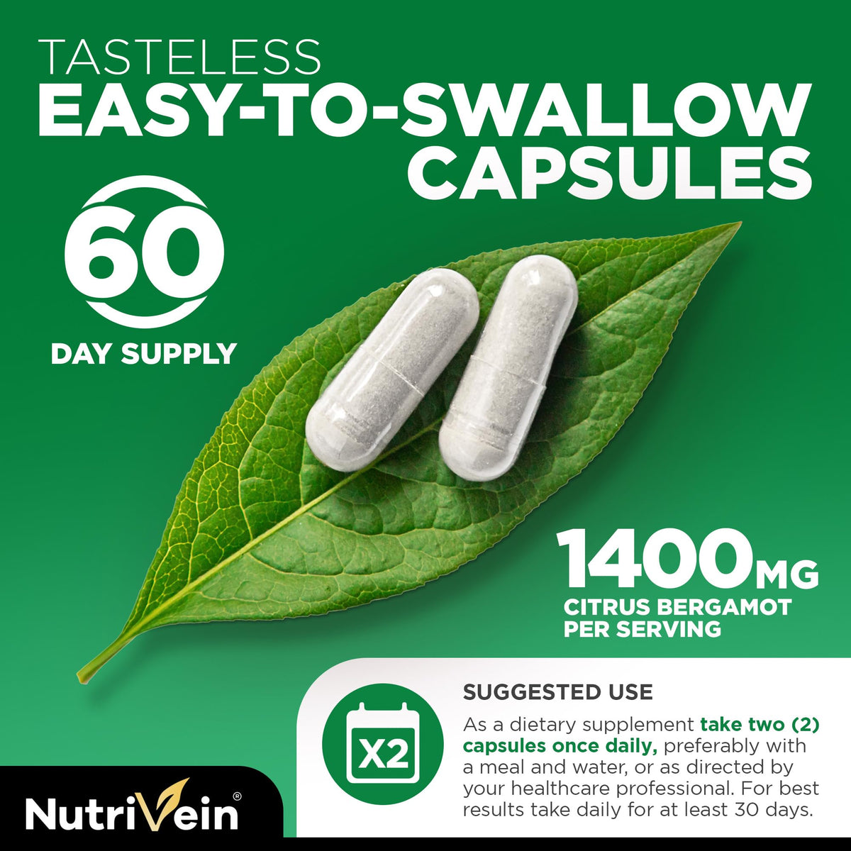 Nutrivein Complément Alimentaire Bergamote Italienne 1400mg avec capsules