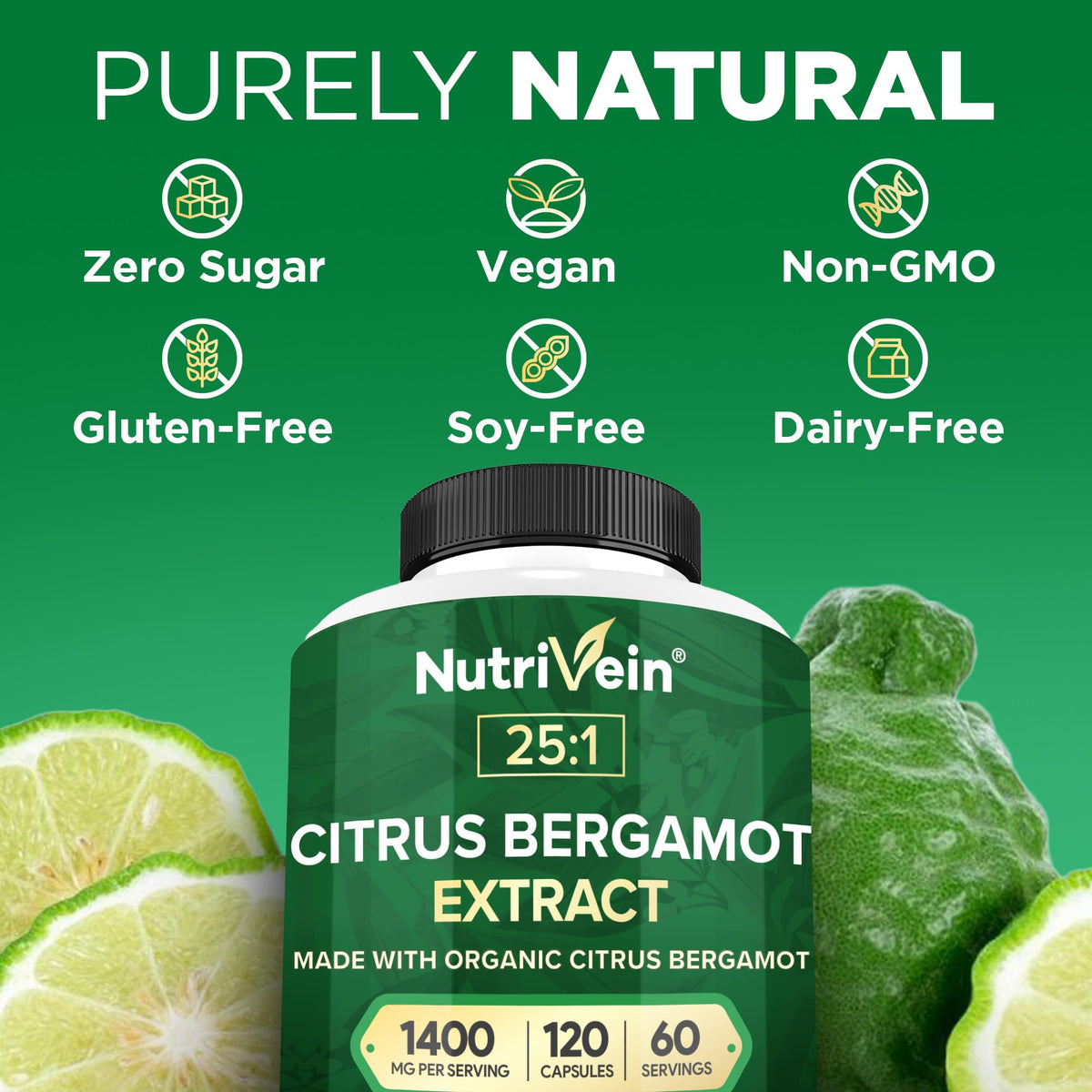 Nutrivein Complément Alimentaire Bergamote Italienne 1400mg et ingrédients