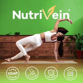 Nutrivein DIM 400 mg capsules avec des ingrédients naturels en arrière-plan