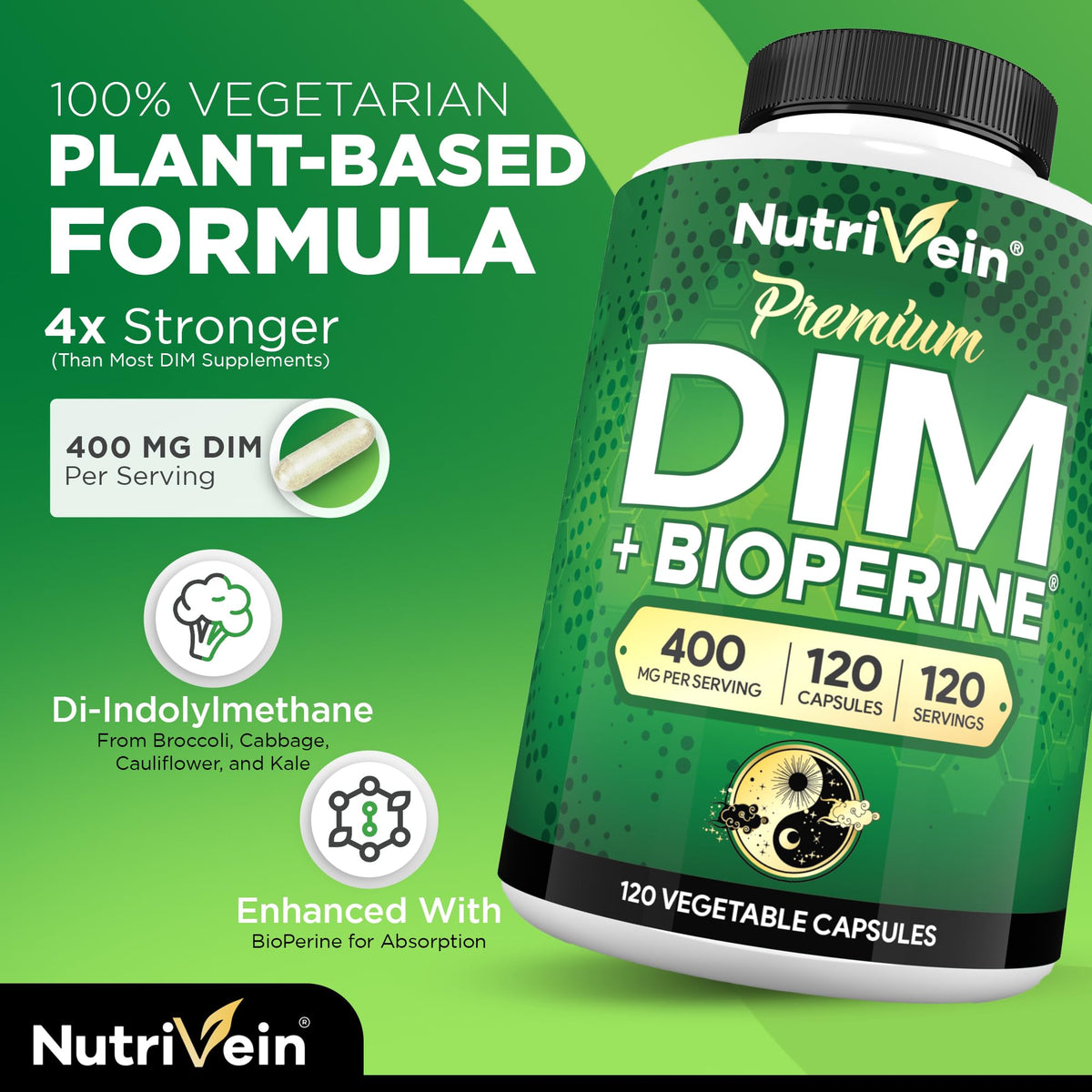 Nutrivein DIM 400 mg capsules montrant l'étiquette