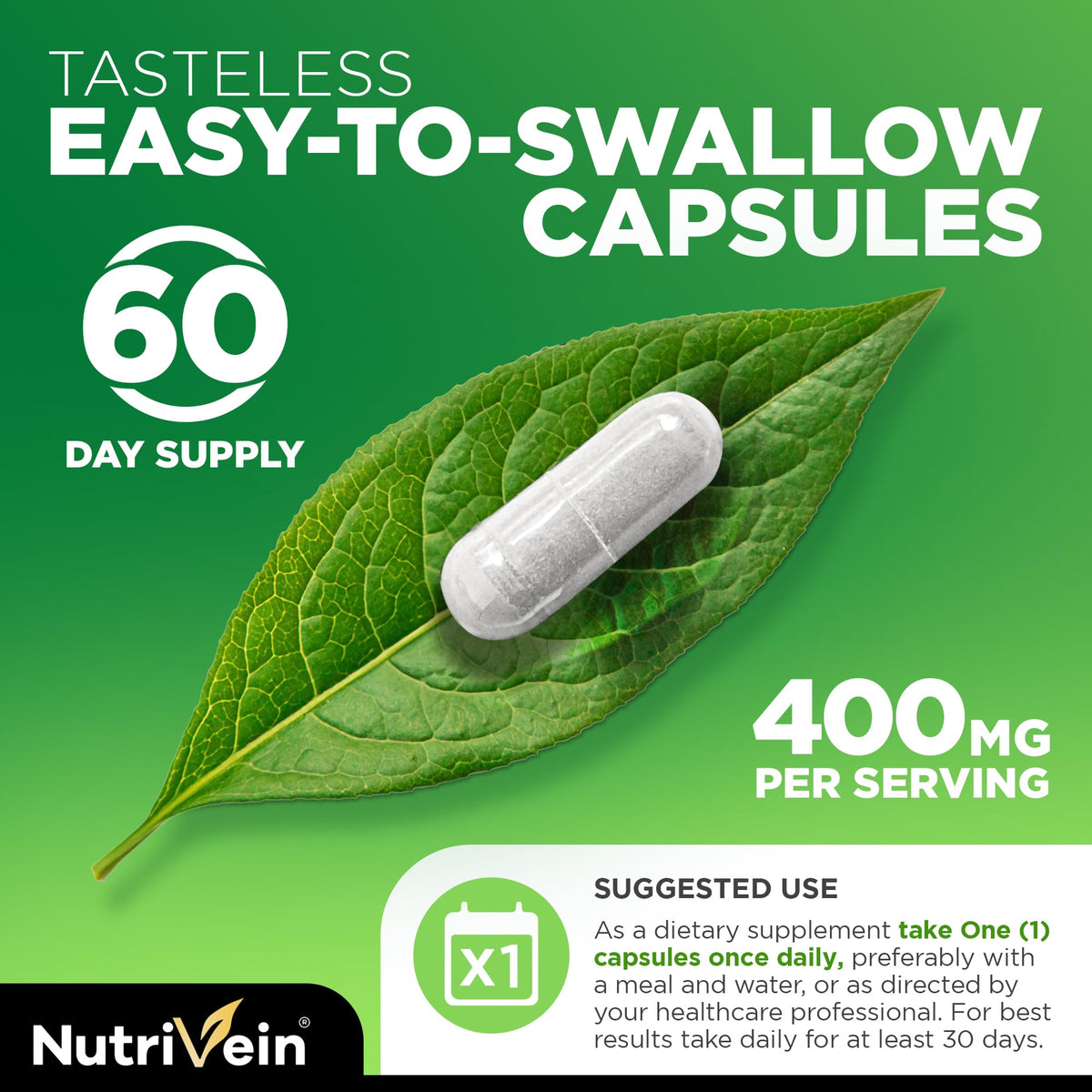 Nutrivein DIM 400 mg capsules sur une table en bois
