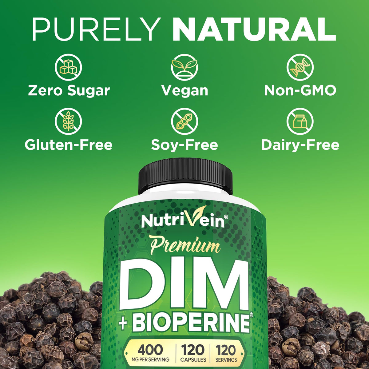 Nutrivein DIM 400 mg flacon ouvert avec capsules visibles