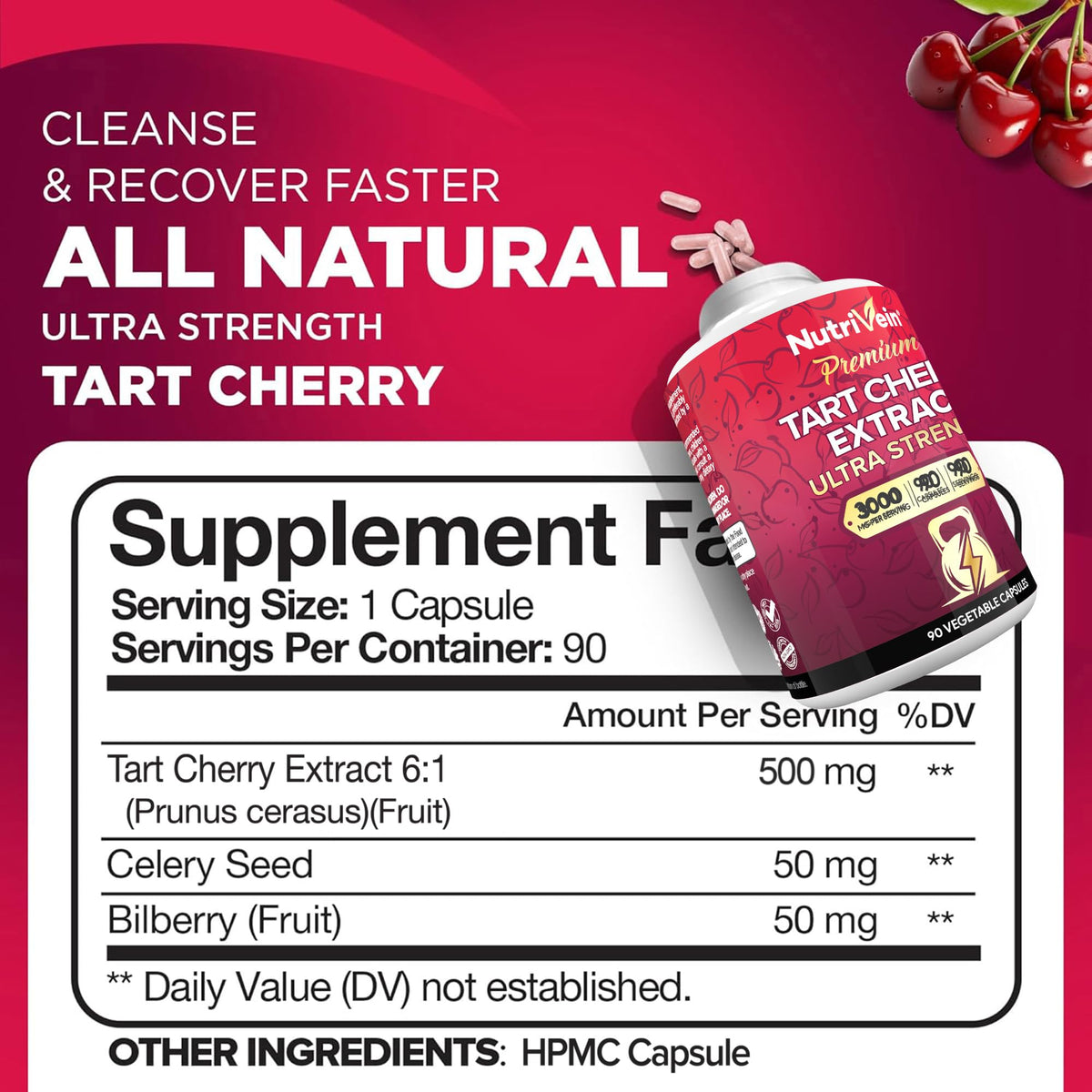 Nutrivein Extrait de Cerise Acide 3000 mg - Gélules côté