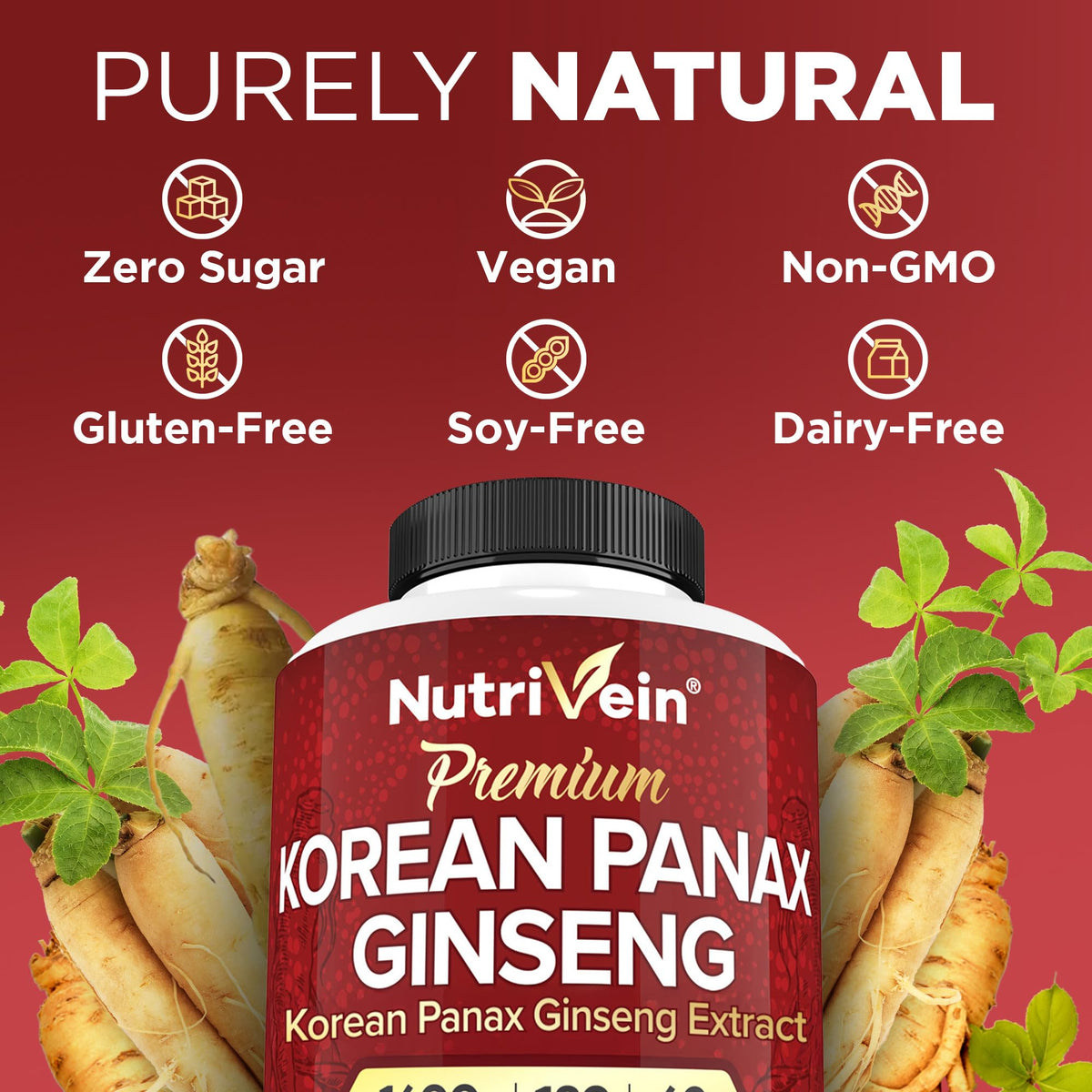 Nutrivein Ginseng Rouge Coréen 1600 mg close-up of capsules