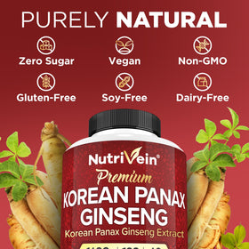 Nutrivein Ginseng Rouge Coréen 1600 mg close-up of capsules
