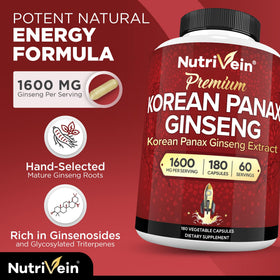 Nutrivein Ginseng Rouge Coréen product shot with green leaves