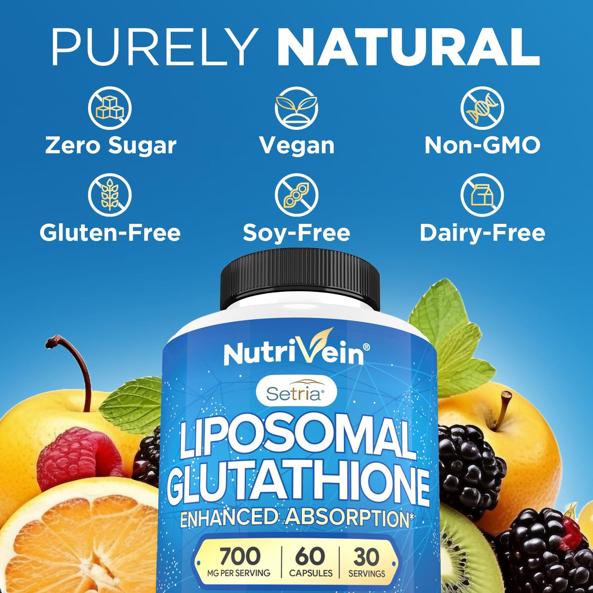Nutrivein Liposomal Glutathione 700 mg - arrière du flacon