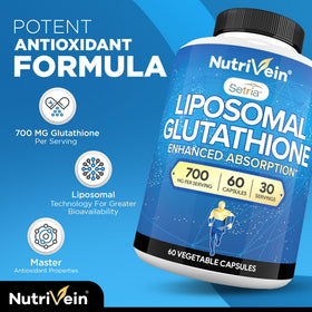 Nutrivein Liposomal Glutathione 700 mg avec étiquette visible