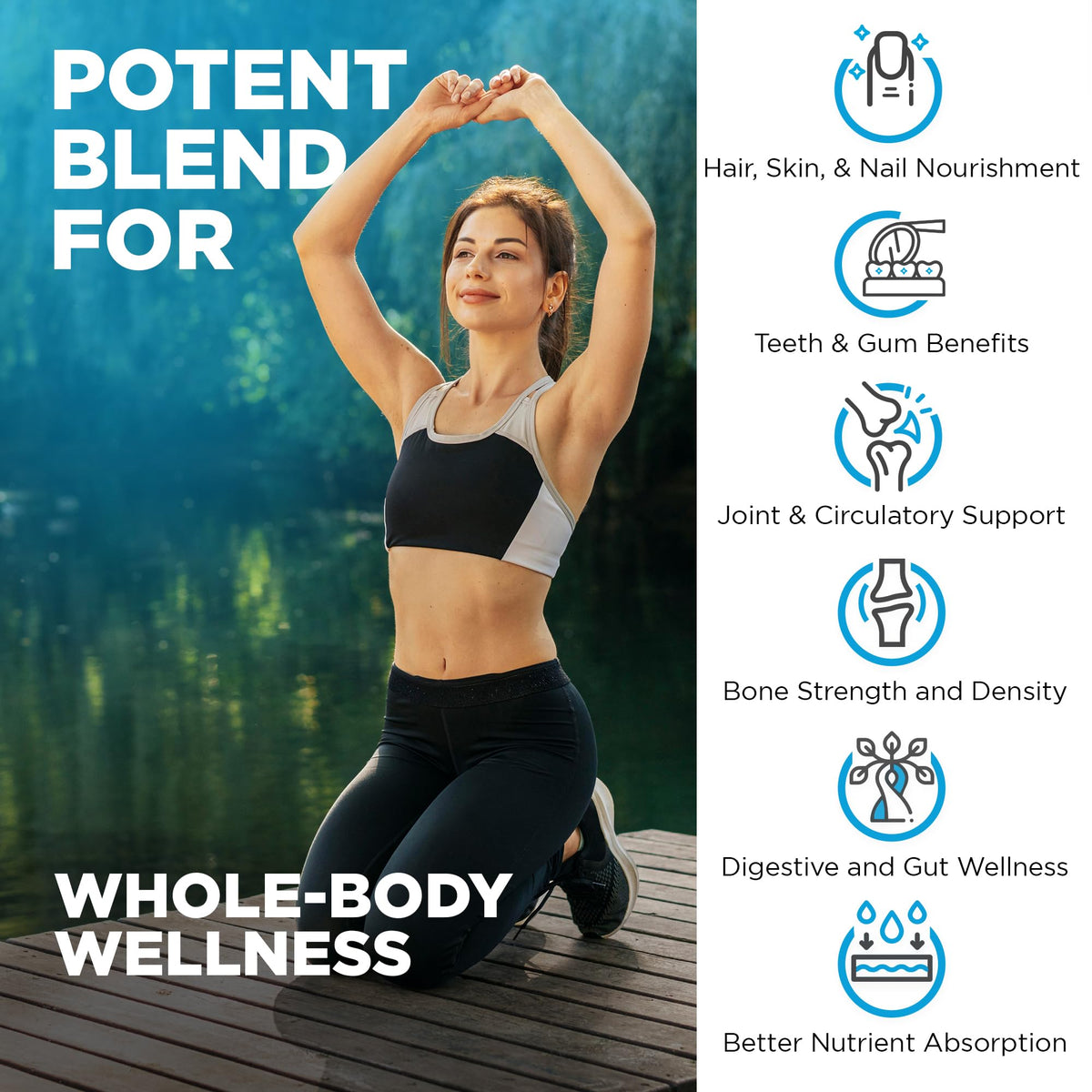 Nutrivein Multi Collagen Peptides 2250 mg 180 Capsules - étiquette avec ingrédients