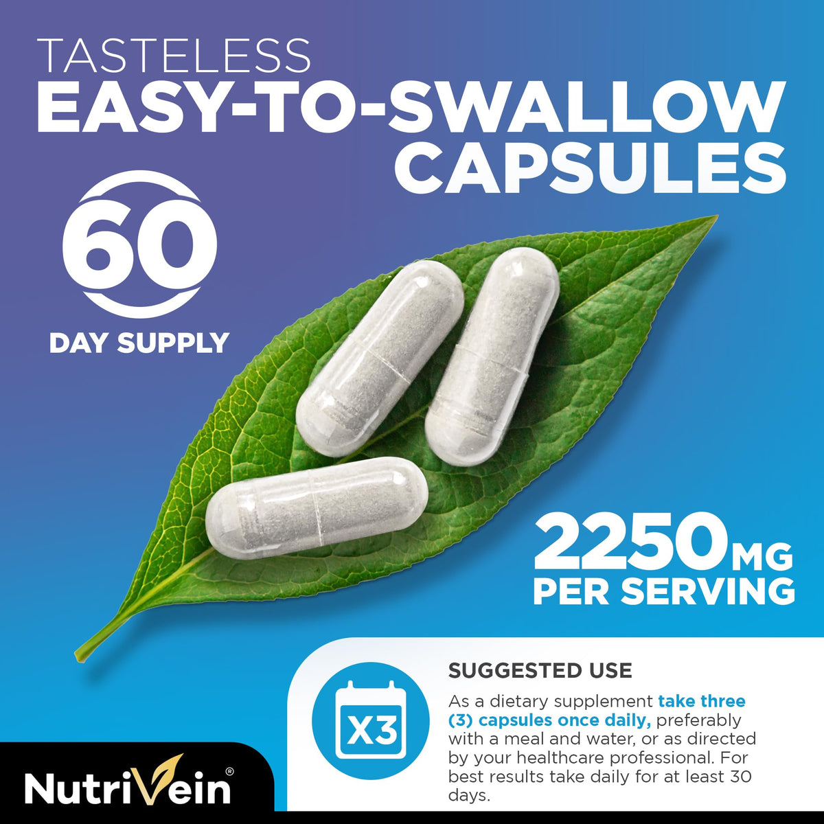 Nutrivein Multi Collagen Peptides 2250 mg 180 Capsules - mise en scène sur une table