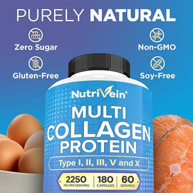 Nutrivein Multi Collagen Peptides 2250 mg 180 Capsules - taille des capsules