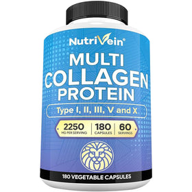 Nutrivein Multi Collagen Peptides 2250 mg 180 Capsules - vue de face