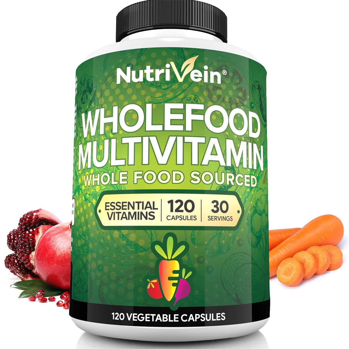 Nutrivein Multivitamines Végétales 120 capsules vue de face