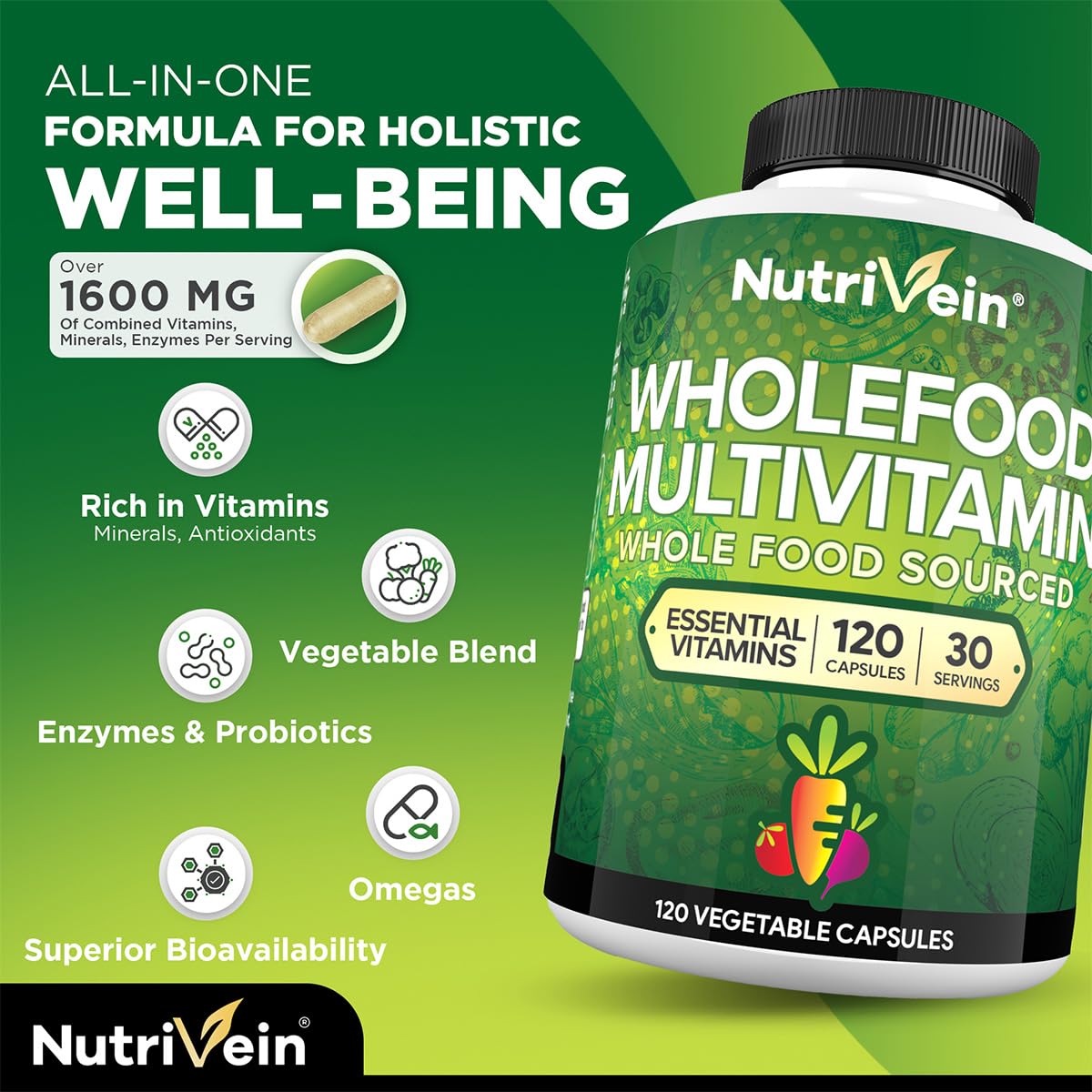 Nutrivein Multivitamines Végétales emballage et dosage