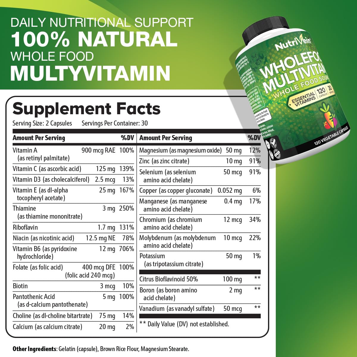 Nutrivein Multivitamines Végétales ingrédients naturels