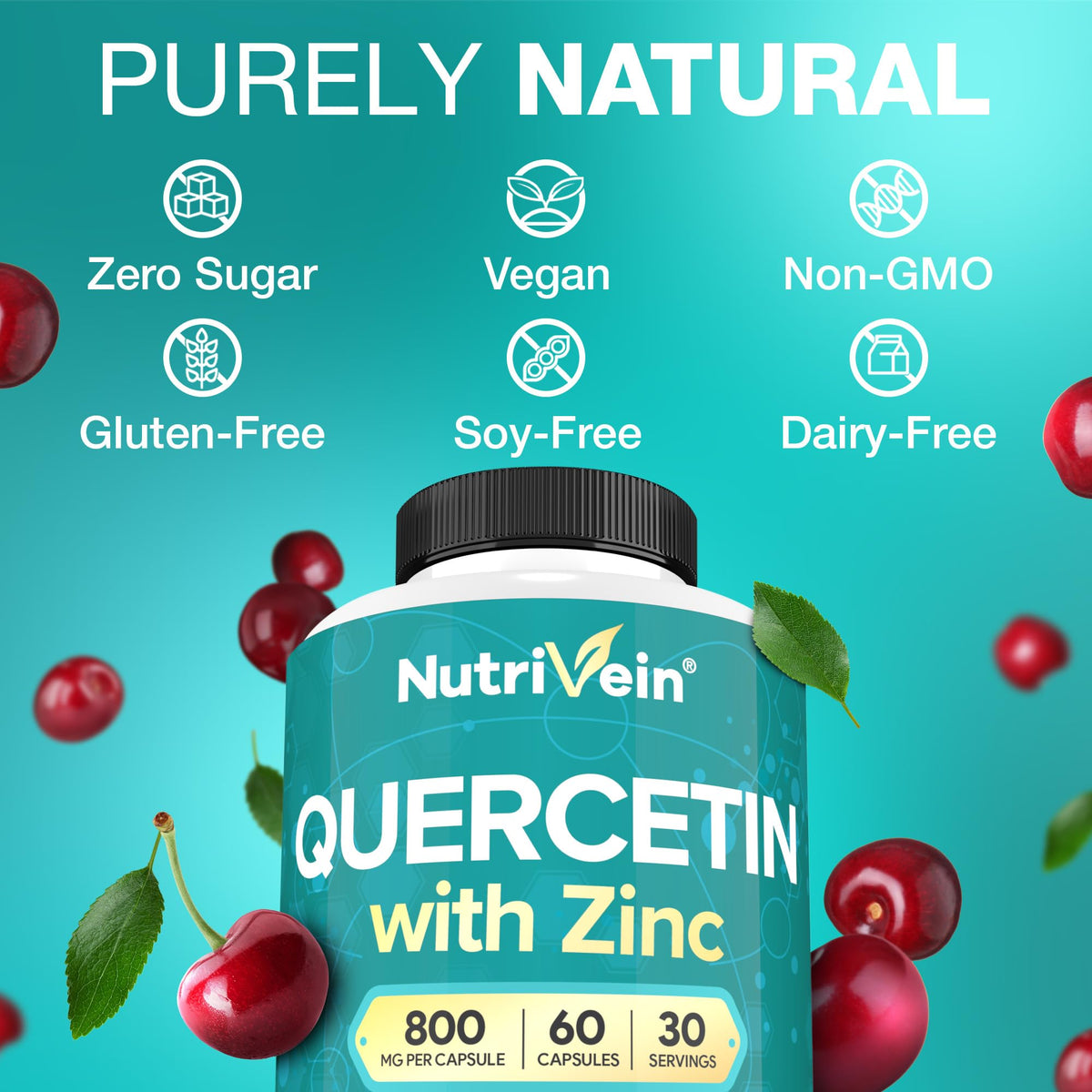 Nutrivein Quercetine avec Zinc, capsules en gros plan
