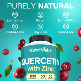 Nutrivein Quercetine avec Zinc, capsules en gros plan