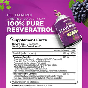 Nutrivein Resvératrol 1450 mg capsules sur fond blanc
