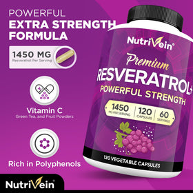 Nutrivein Resvératrol 1450 mg gélules avec étiquette claire