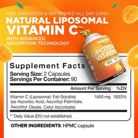 Nutrivein Vitamine C Liposomale 1650 mg - capsules à l'intérieur du flacon