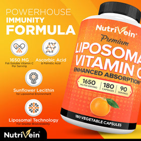 Nutrivein Vitamine C Liposomale 1650 mg - flacon sur fond blanc