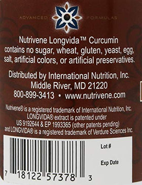 Nutrivene Curcumin Longvida™ 500 mg 60 Capsules - contenu des capsules