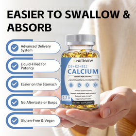 Nutriview Calcium 2000 mg D3 K2 B12 Glucosamine taille des capsules