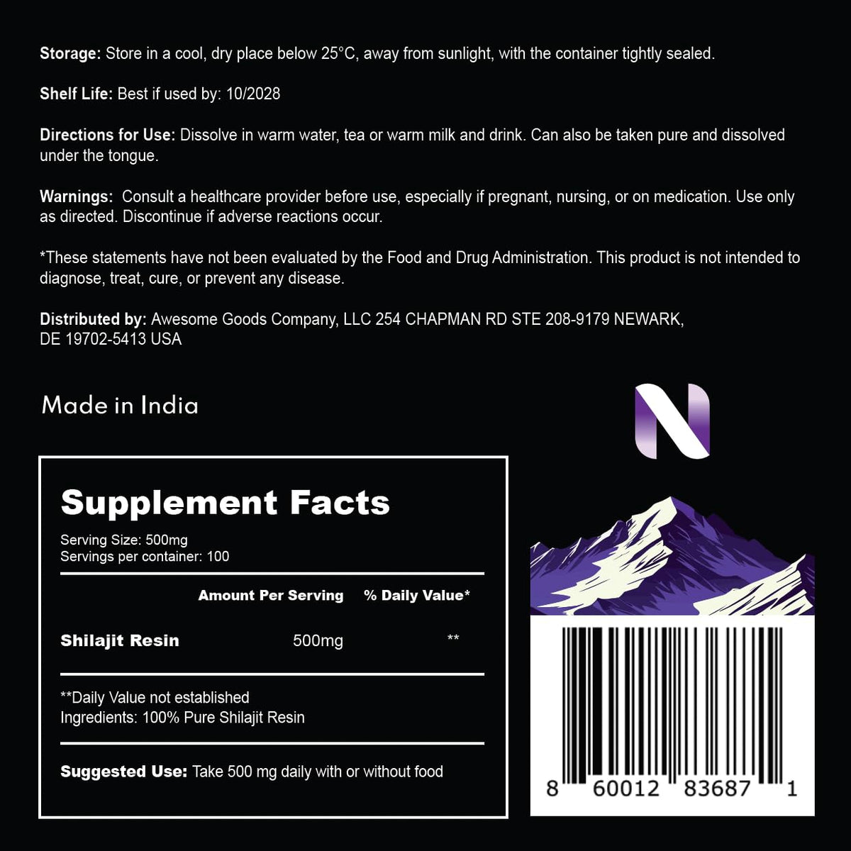 NUTRIVIUM Résine Shilajit 50g en contexte naturel