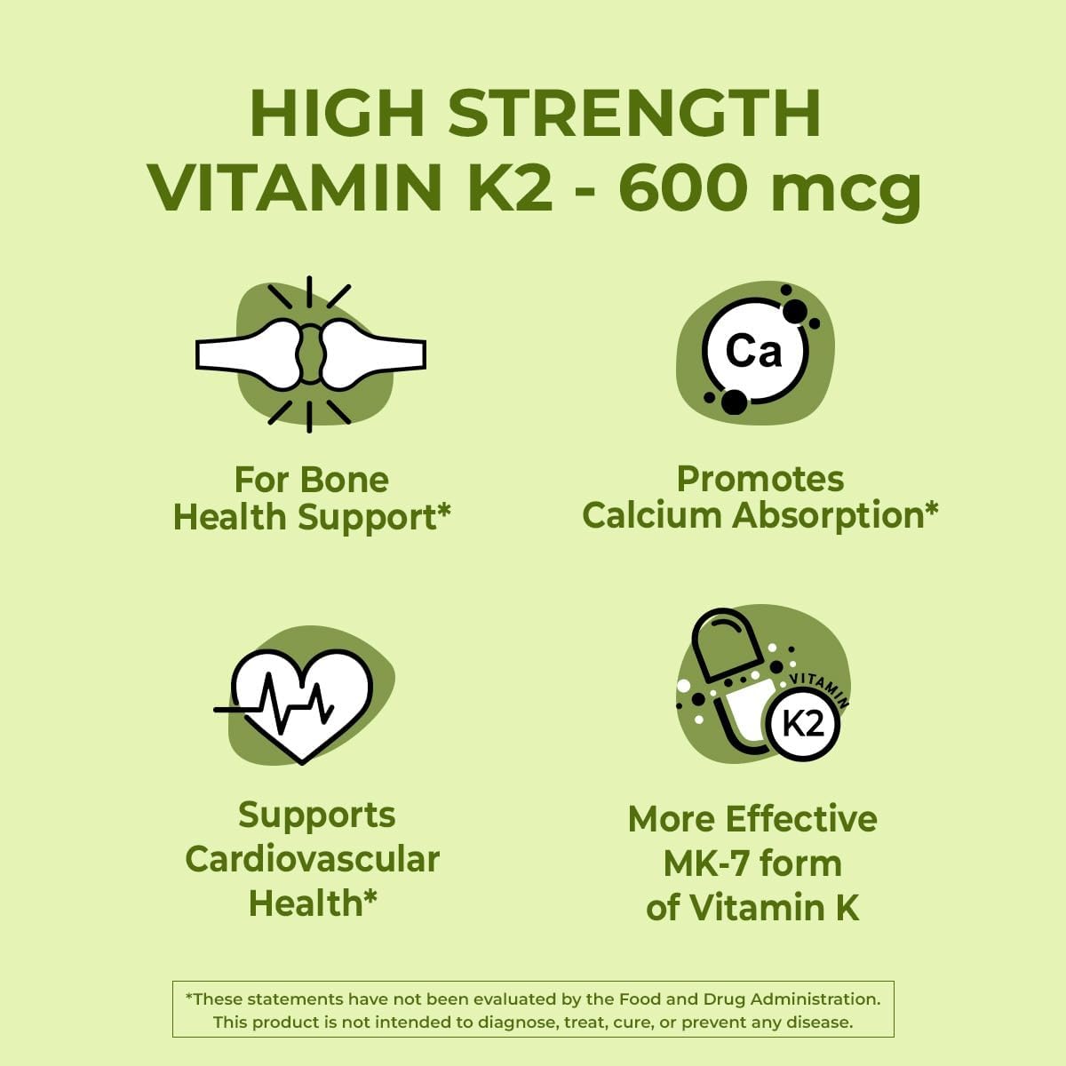 NutriZing vitamine K2 MK7 600mcg avec étiquette détaillée