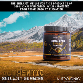 NutroTonic Gummies Shilajit sur table en bois